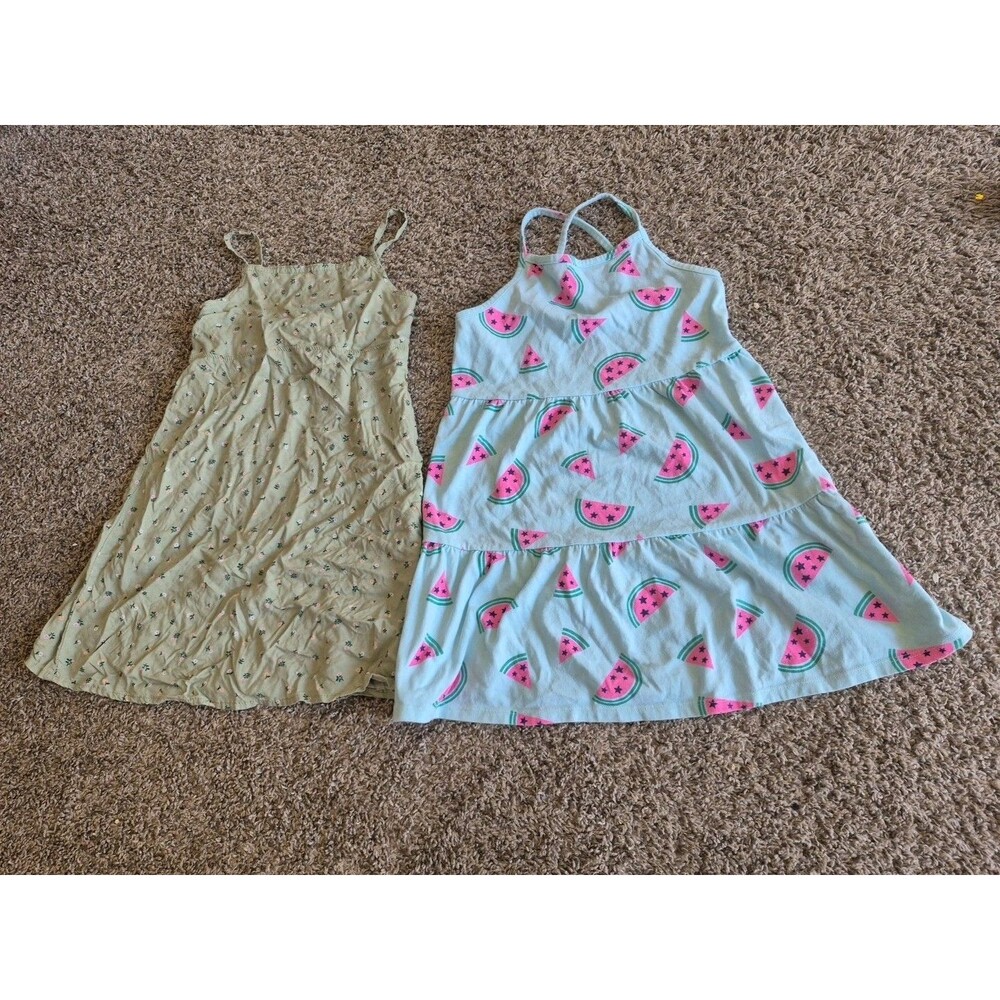 Lot of 2 Cat & Jack Girls Dresses Size S (6-7) NWOT - Watermelon & Floral